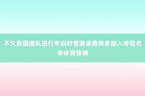 不久前国度队进行冬训时曾邀请费南多加入考验名单体育集锦