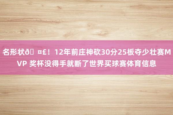 名形状🤣！12年前庄神砍30分25板夺少壮赛MVP 奖杯没得手就断了世界买球赛体育信息