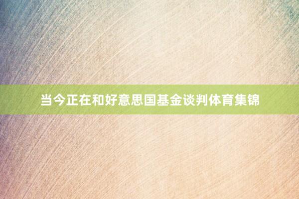 当今正在和好意思国基金谈判体育集锦
