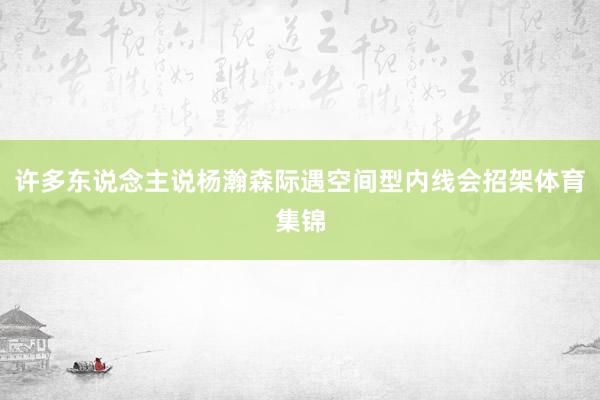 许多东说念主说杨瀚森际遇空间型内线会招架体育集锦