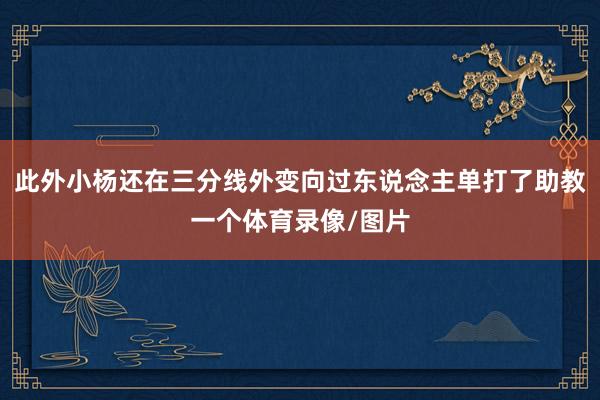 此外小杨还在三分线外变向过东说念主单打了助教一个体育录像/图片