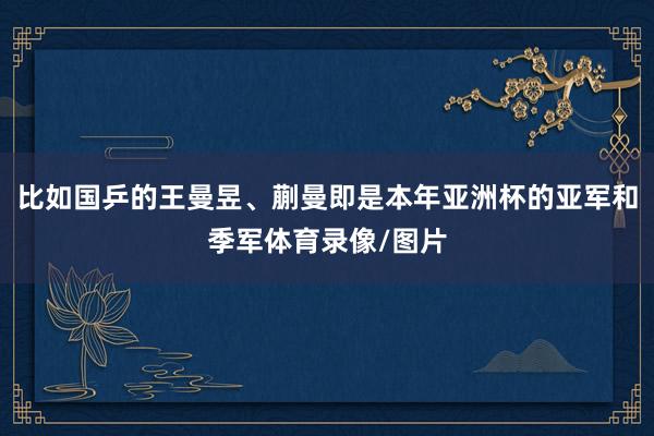 比如国乒的王曼昱、蒯曼即是本年亚洲杯的亚军和季军体育录像/图片