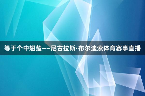 等于个中翘楚——尼古拉斯·布尔迪索体育赛事直播