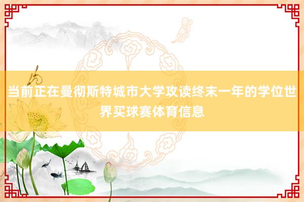 当前正在曼彻斯特城市大学攻读终末一年的学位世界买球赛体育信息