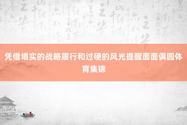 凭借塌实的战略履行和过硬的风光提醒面面俱圆体育集锦